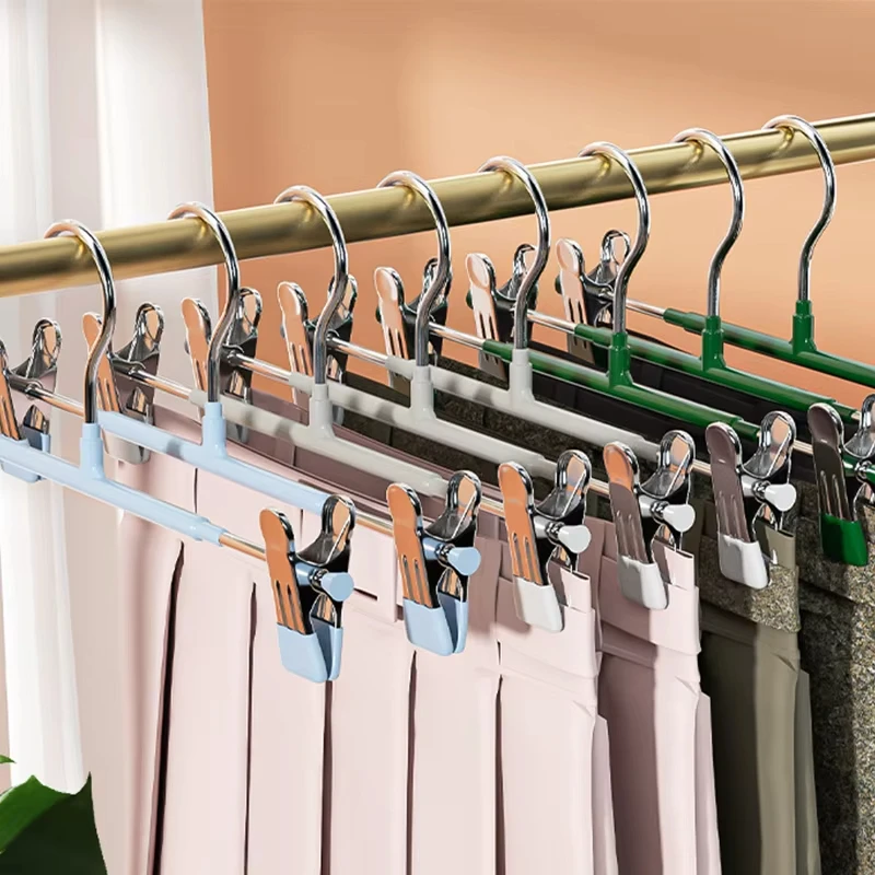 5 قطعة شماعات معدنية مقاومة للرياح للملابس والسراويل شماعات تجفيف غير قابلة للانزلاق مع مشابك قابلة للتعديل لتوفير مساحة تخزين #3