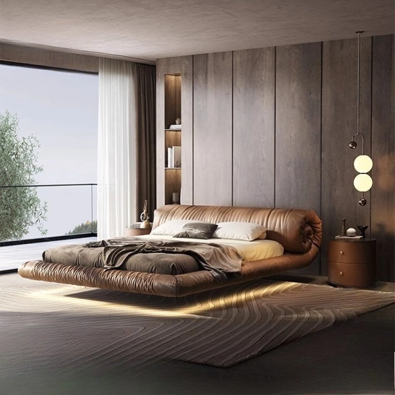 

180x200cm Italian Luxury Designer Leather Suspension Bed Frames King Size Double Bed Queen Twin Headboard Bedroom Furniture