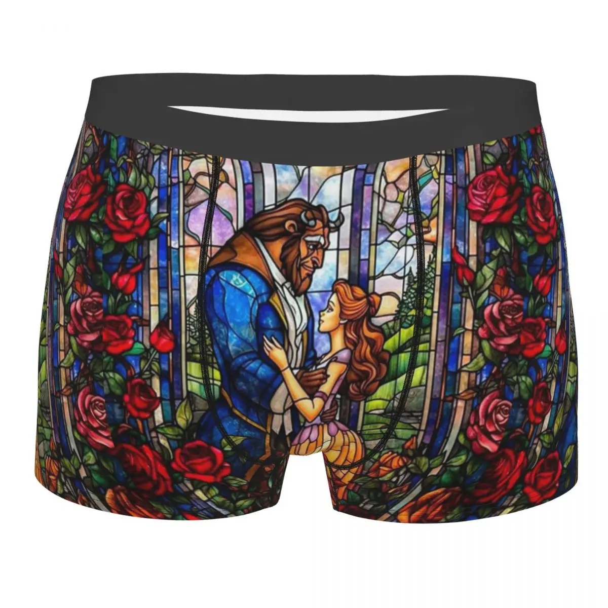 

Пользовательские Красавица и Чудовище мультфильм аниме нижнее белье мужские шорты-боксеры с принтом трусы мягкие трусы