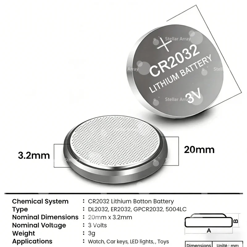 Long Shelf Life CR2032 3V Lithium Battery for Watch Game Calculator Key Fob Car Remote Control Button Coin Cell Blister