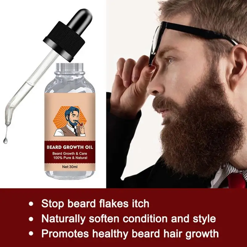 Grow Beard Oil For Men baffi crescita dei capelli e olio da barba naturale 30ml cura della barba barba idratante olio da barba per uomo Grow A