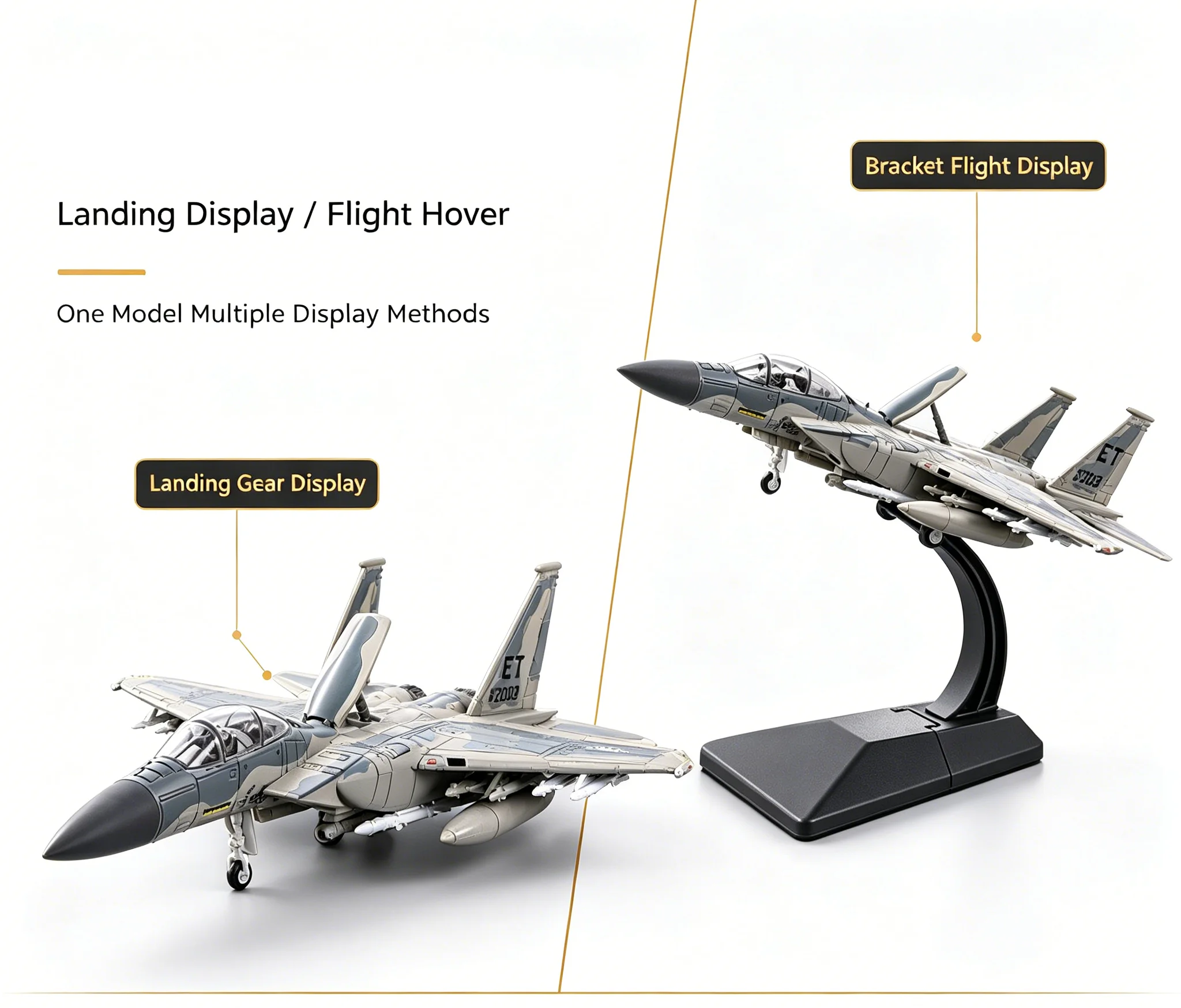1:72 Maßstab Plastik-Schnappmontage Kampfjet-Modellset F-15 Eagle & J-10 Flugzeug-Replika Militärflugzeug-Sammlung Ausstellungsstück – Detail 4