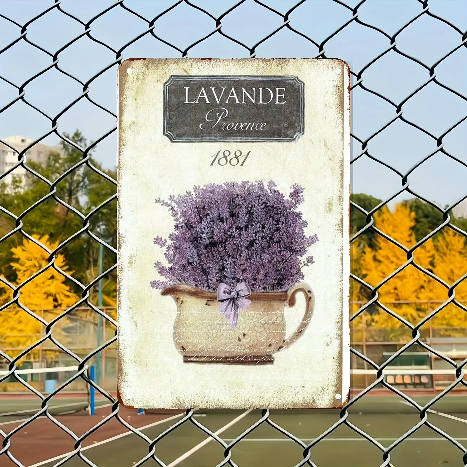 Vintage Lavender Metal Sign 8x12 Inch Rustic Purple Flower Pot Wall Art Durable Iron Home Decor Indoor Outdoor