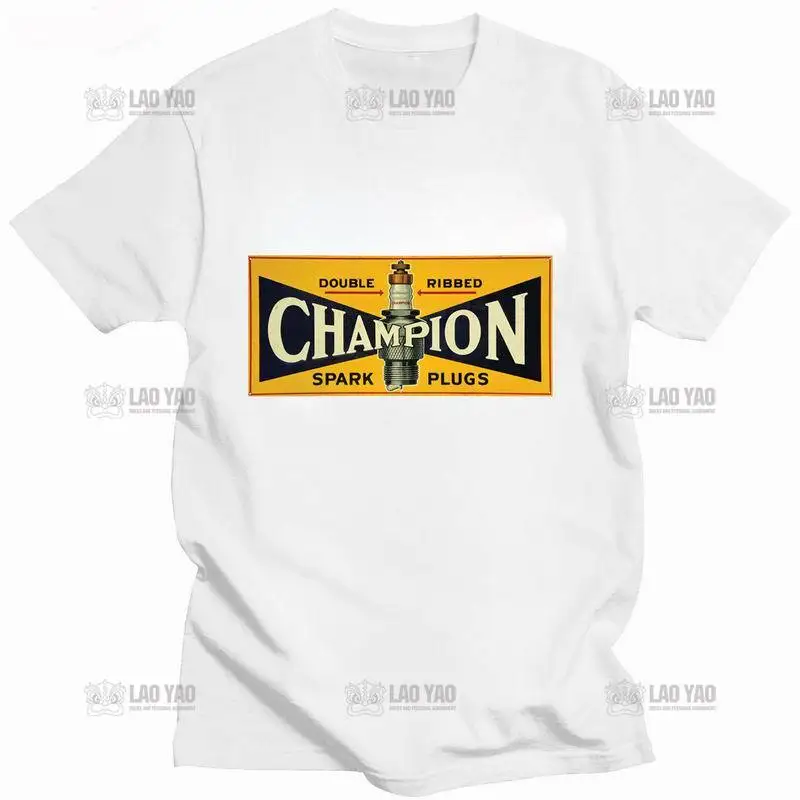 Champion   Sparking Plug T Shirt Men  Summer New Arrival O-neck Industrial Style  DIY T-shirts  Tops Men Clothing  Gift