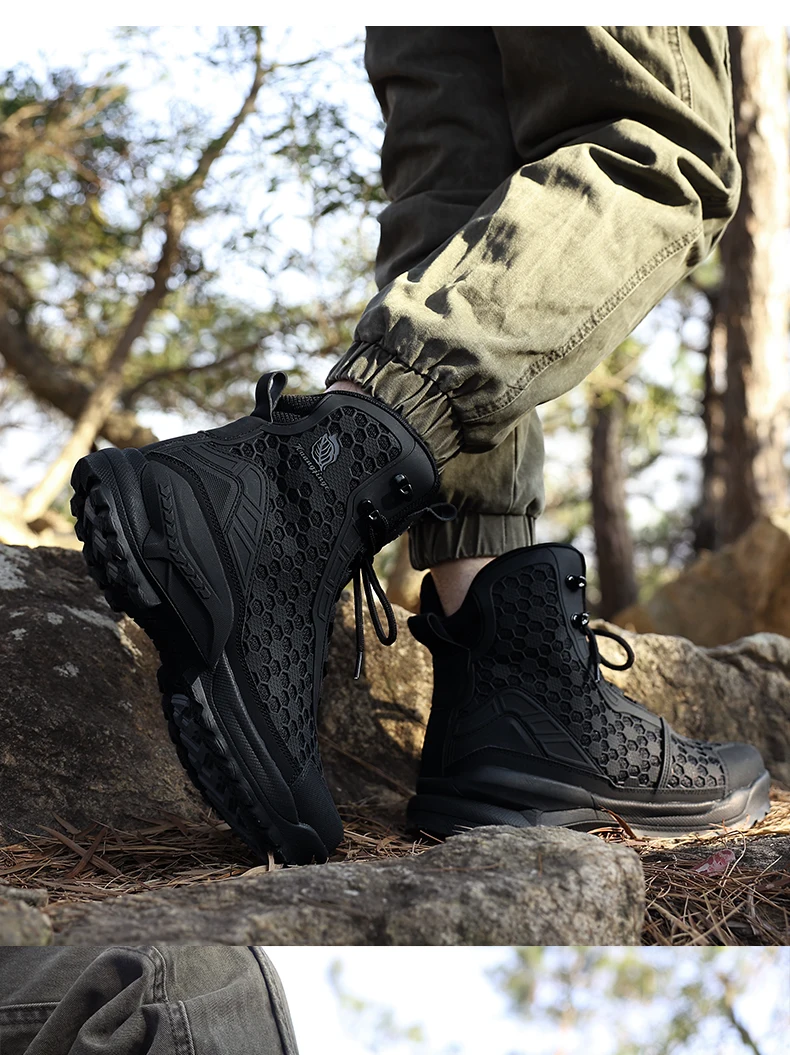 Neue Hochwertige Leder-Arbeitsstiefel für Herren, Hohe Herren-Wüstenkampfstiefel, Rutschfeste Outdoor-Wanderschuhe, Herren-Motorradstiefel – Detail 22