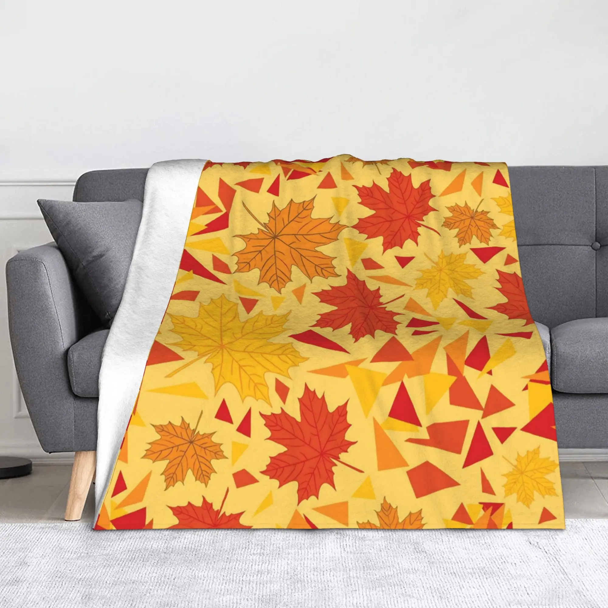 Maple Fallen Leaves Flannel Blanket Colorful Awesome Throw Blankets for Home 150*125cm Bedspreads