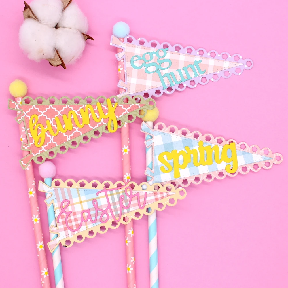KSCRAFT Easter Flags Metal Cutting Dies Stencils for DIY Scrapbooking Decorative Embossing DIY Paper Cards