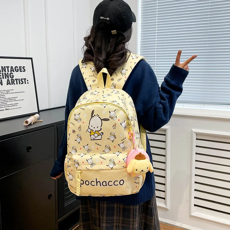 Hello Kitty Sanrio ransel, Kuromi Cinnamoroll lucu Daypack, kartun Anime tas sekolah, gadis kasual perjalanan ransel bepergian