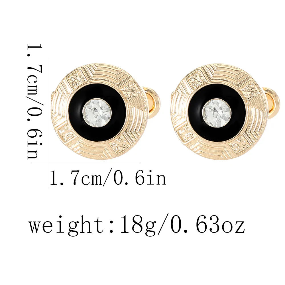 Vintage Gold Black Enamel Cufflinks and Tie Clip Men's Diamond Studded Cufflink Men's Business Banquet Dress Shirt Accessories