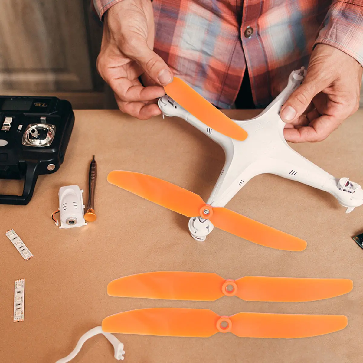 4Pcs Propeller Props Ep5030 5x3 Hard Plastic Orange Designed for Rc Airplane Direct Drive Brushless Motor Replacement Use