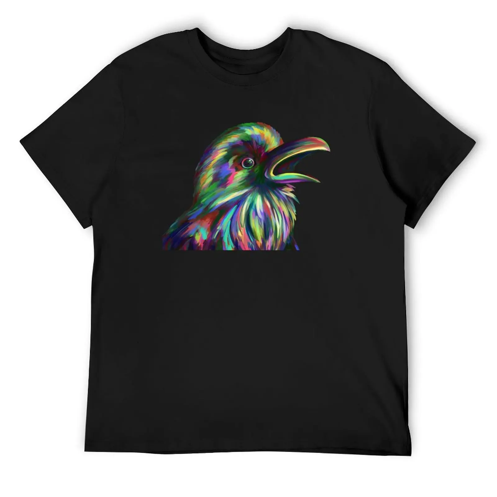 

Футболка с рисунком Rainbow Raven, рубашки с рисунком, винтажная рубашка с аниме, топы больших размеров, мужские футболки