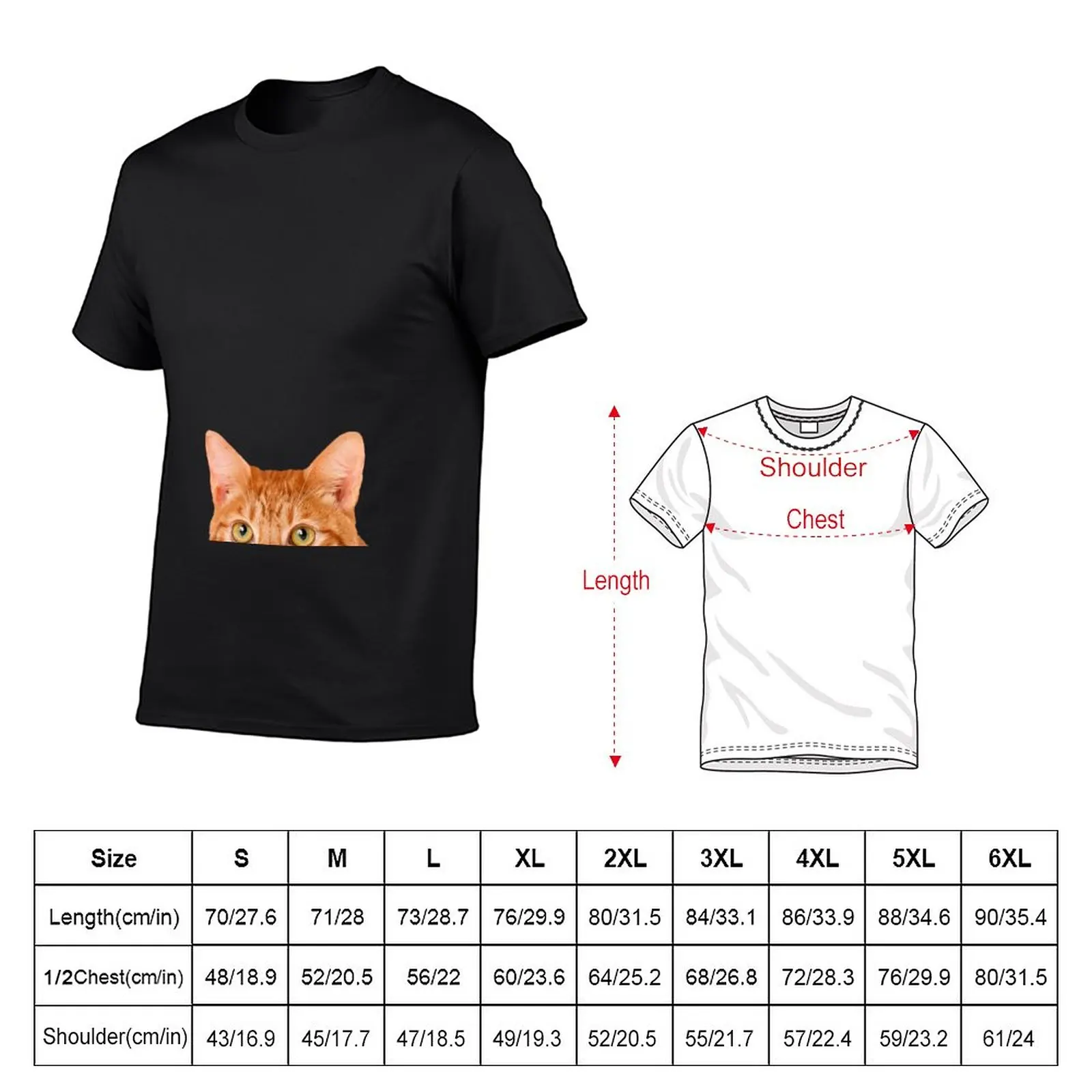 Orange Tabby Cat Peeking Face Head T-Shirt summer top black t shirt boys t shirts mens graphic t-shirts funny