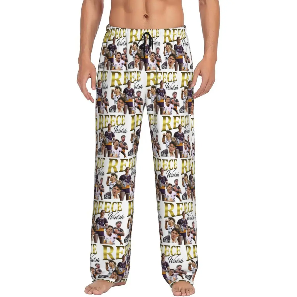 

Custom Reece Walsh Collage 2.0 Pajama Pants Men Sleepwear Sleep Lounge Bottoms with Pockets