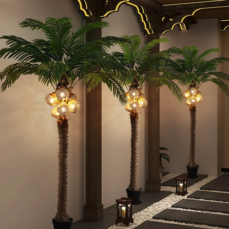Simulatie kokospalm vloerlamp interieur simulatie groene plant bonsai decoratie