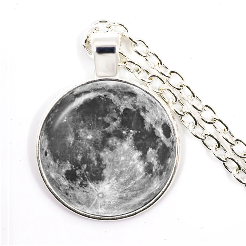 Chegada nova aniversário lua colar artesanal cúpula de vidro lua cheia eclipse lunar colar pingente jóias presente