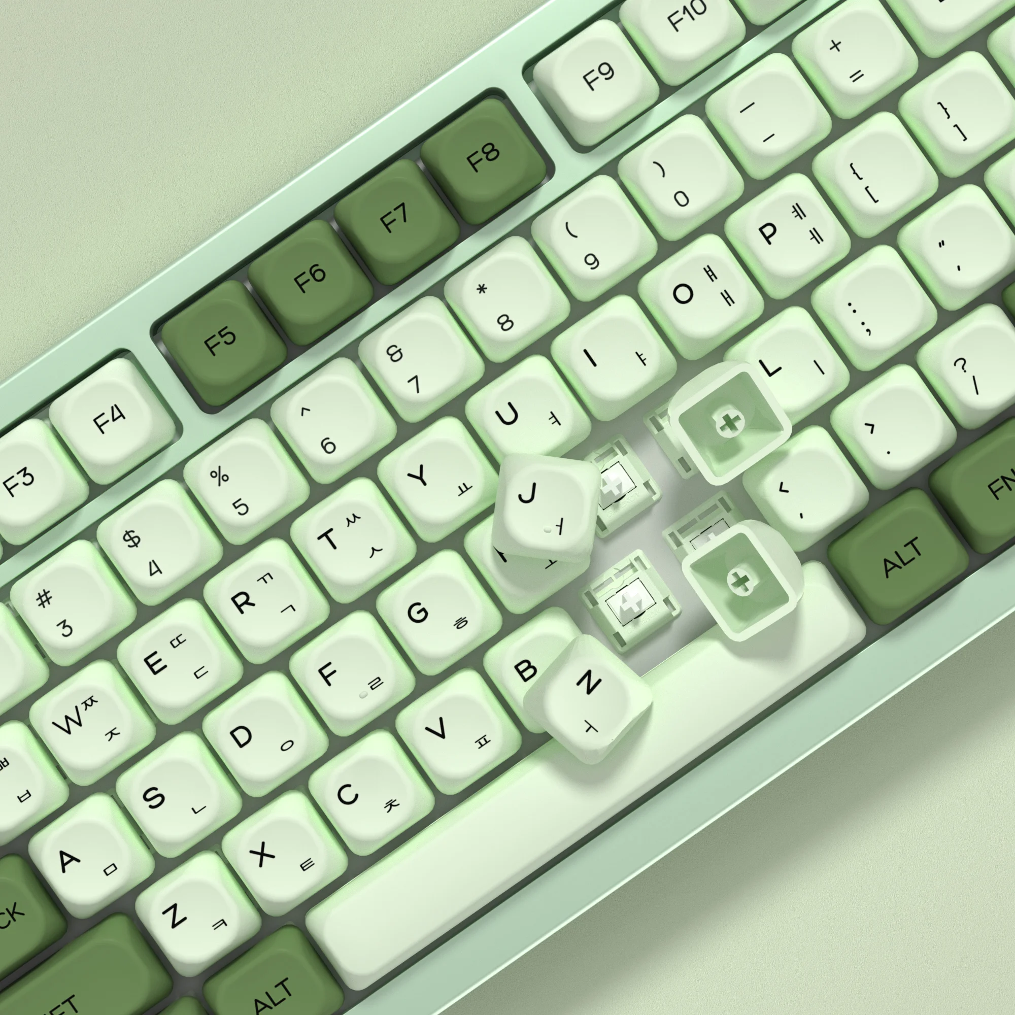 kbdiy matcha韓国キーキャップグリーンMA68 Pro K500 B61メカニカルゲーミングキーボードキーキャップのためのRETRO PBT KEYCAPSレトロPBTキーキャップ aula F87 F108 F99 Pro raven68 mad 60he 68he ajazz ak820 pro 60 ACE60 ACE68 RAINY75 AK74 gx87 crush80 Keycap