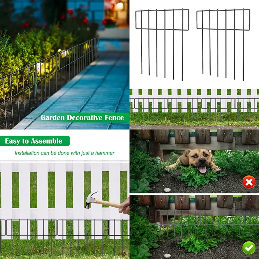 

25 Pack Animal Barrier Fence, 17 in H X 27 Ft(L) Decorative Garden Fence, Rustproof Metal Wire Garden Border Fence, Dog Rabbits