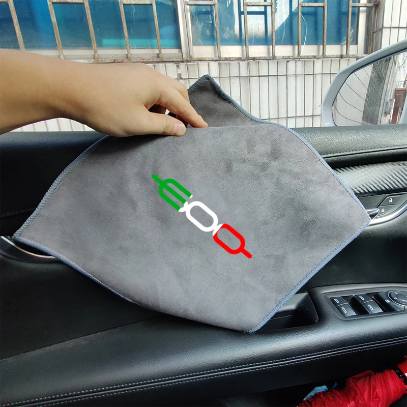 Suede Car Wash Towel Microfiber Cleaning Rag Cloth For FIAT 600 E 600L 600S FIAT 600 Red 600 La Prima 2023 2024 Auto Accessories