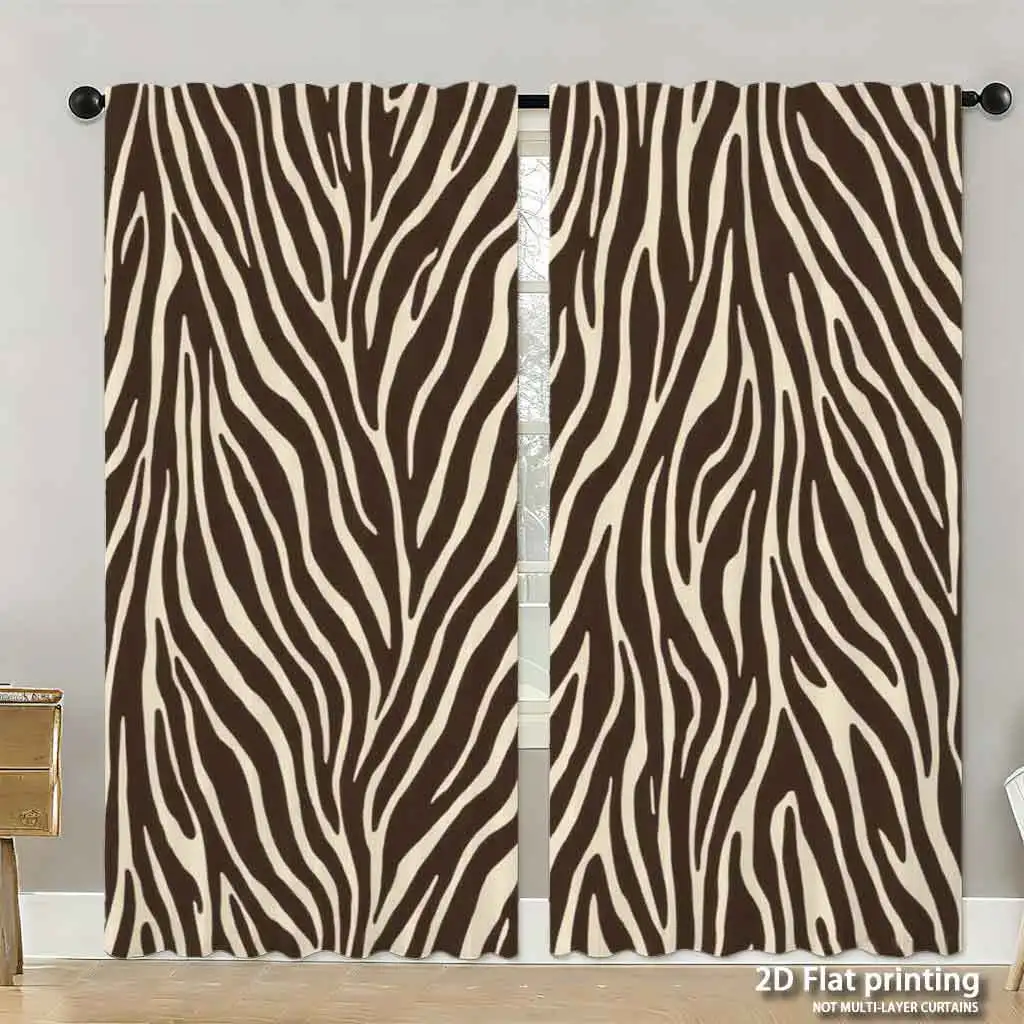 Modern Abstract Zebra Print Living Room Curtains Waterproof Drapes Stylish Vertical Stripe Window Curtains for Home Decor