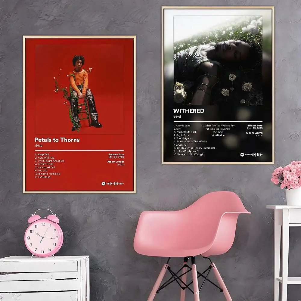 Sänger D4vd Poster Klebrige Wandkunst Druck Wasserdicht Zuhause Wohnzimmer Schlafzimmer Bar Ästhetisches Dekor