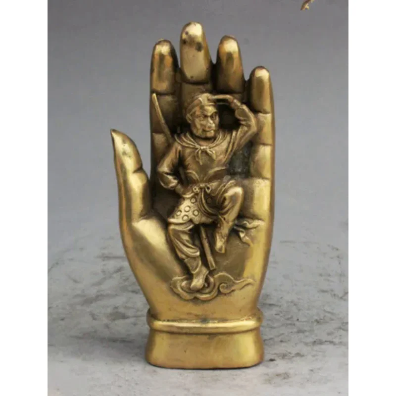 

Chinese Buddhism brass Sun WuKong Monkey King Statue In Shakyamuni Buddha Hand