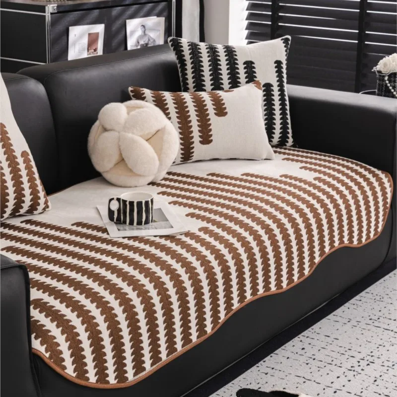 2024 쇼파커버 Funda Sofas Carpet Sofa Covers Mat Sectional Couch Furry Non Slip Chenille Sofa Slipcover Irregularity Cushion Carpet