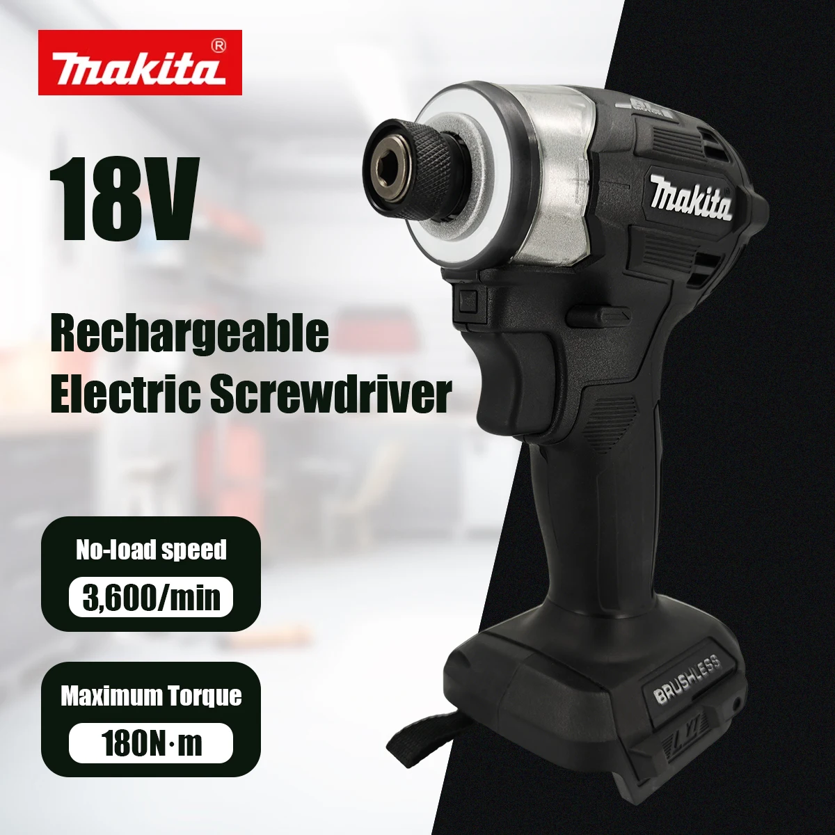 

Аккумуляторный бесщеточный шуруповерт Makita 18V DTD173D, черный, многоцветный, для дома и ремонта, 180 Нм, с режимом T-образного захвата для дерева