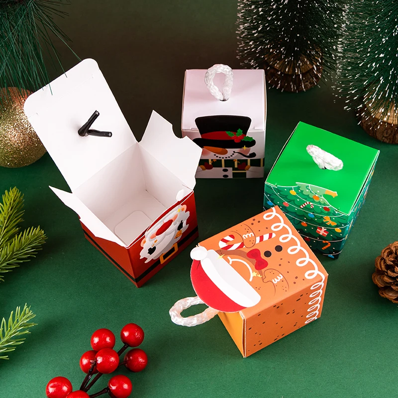 LBSISI Life-Christmas Candy Gift Boxes Kraft Paper Toy Packaging Chocolate Cookie Food Kids Party Wedding New Year Container8Pcs