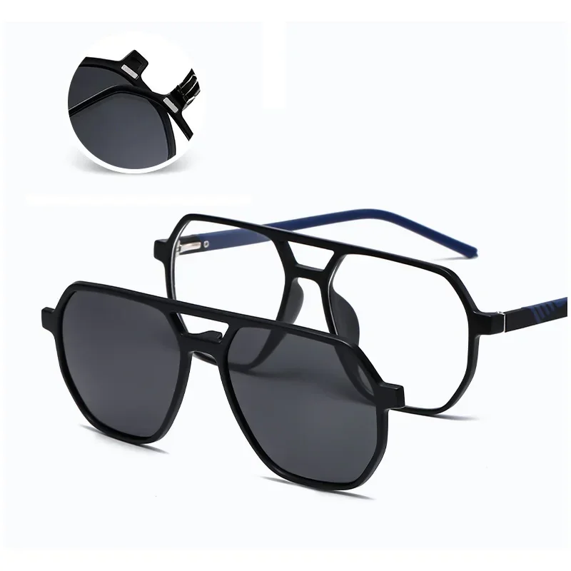 6 In 1 Spectacle Irregular Frame With 5 PCS Clip On Polarized Sunglasses Magnetic Glasses Computer Optical