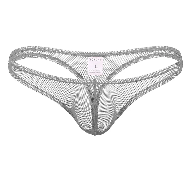 6PCS Sexy Men Underwear Thongs String Mesh Hollow Breathable Comfortable Transparent Underpants Jockstrap T-Back Sissy Panties