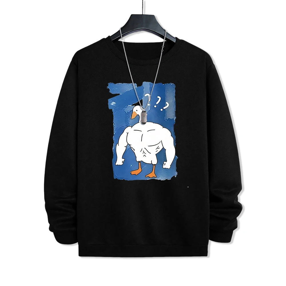 

No One Is Stronger Than Me Big White Duck Hoodie Men Pullovers Loose Streetwear Hip Hop Street Hoodies Casual Oversized Hoody