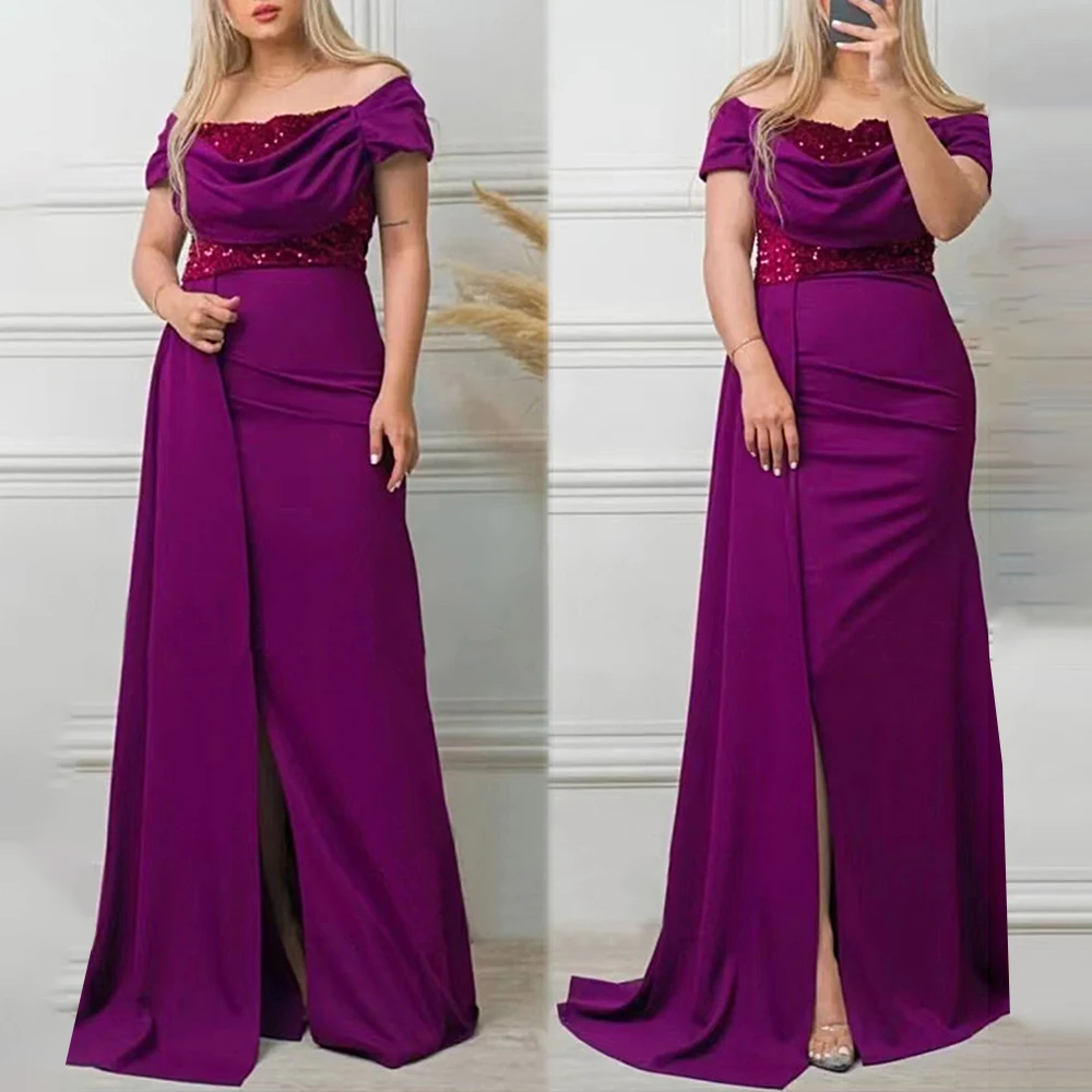 MD Wedding Party Bridesmaid Dress African Women Off Shoulder Sexy Bodycon Robe Evening Gown Dashiki Sequin Long Dress Clothing