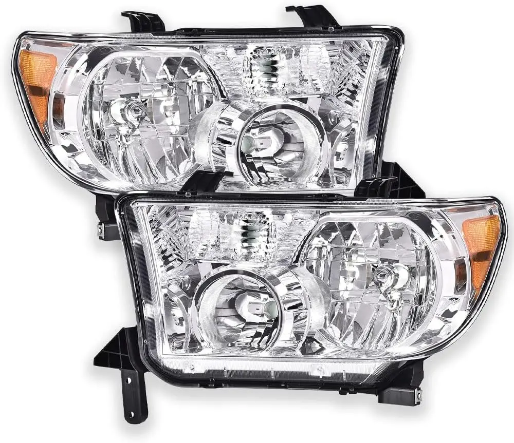 

Headlights Compatible with 2007-2013 Toyota Tundra /2008-2017 Toyota Sequoia Driver & Passenger Side Clear Lens Chrome Housing 8