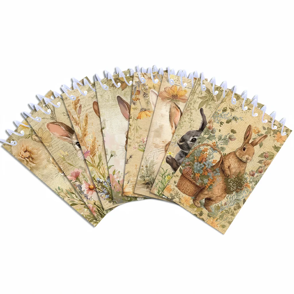 

Vertical Flip Notepad Cute Spiral Memo Pad Vintage Rabbit Notebooks Paper Easter Bunny Notebook For Travel Daily Notes Office