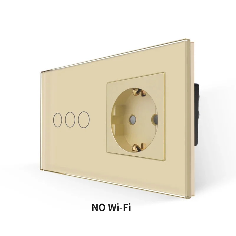Bingoelec Gold Touch-schakelaar met stopcontacten met kristallen glazen paneellichtschakelaars en stopcontacten Home Improvement