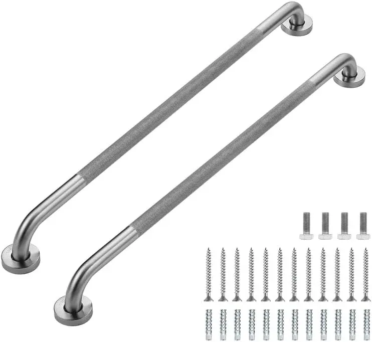 

2-Pack 32-Inch Anti-Slip Shower Grab Bars for Elderly Safety, Stainless Steel Bathroom Handles (Brushed Nickel)