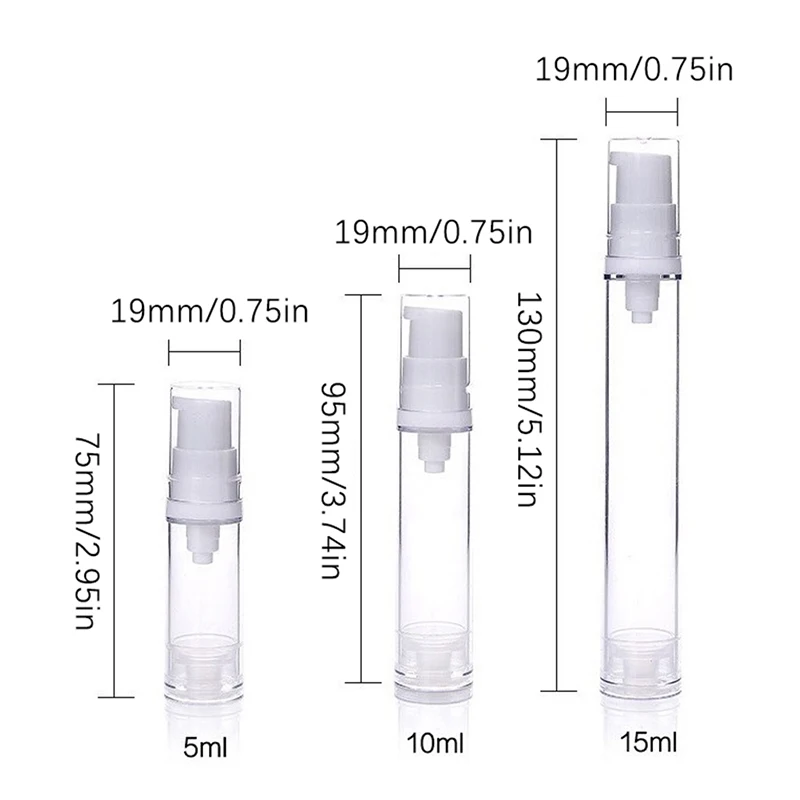 5/10/15ml Vacuum Bottle Press Liquid Foundation Lotion Eye Cream Empty Refillable Bottle Cosmetic Container Portable Makeup Tool