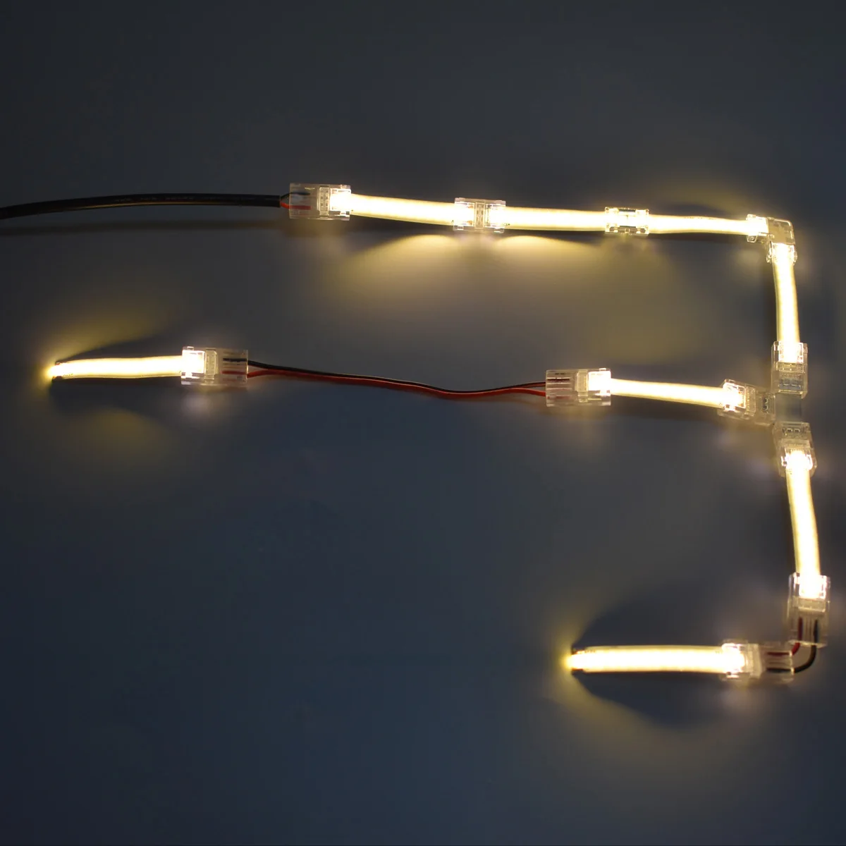 Light Strip Various Accessories Connectors 90 Degree T Type Extension Cable for 8mm Width 12V 24V COB LED Strip Light