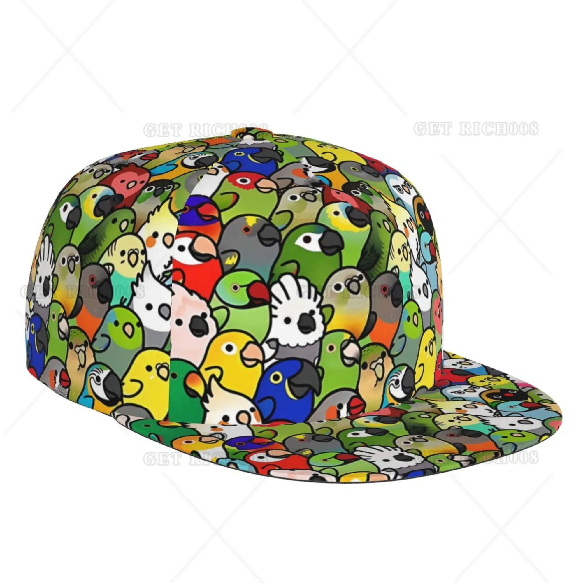 Cute Chubby Parrot Baseball Cap Hat Hip Hop Flat Brim Sun Visor Unisex Adult  Adjustable Print One Size Travel Caps for Men