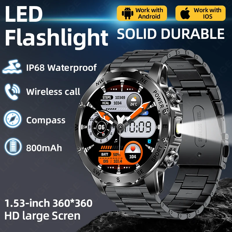 LIGE Neue Outdoor 800mAh Sport Smart Uhr Für Männer Herzfrequenz Blut Sauerstoff Monitor männer Uhren Bluetooth Anruf smartwatches Männer