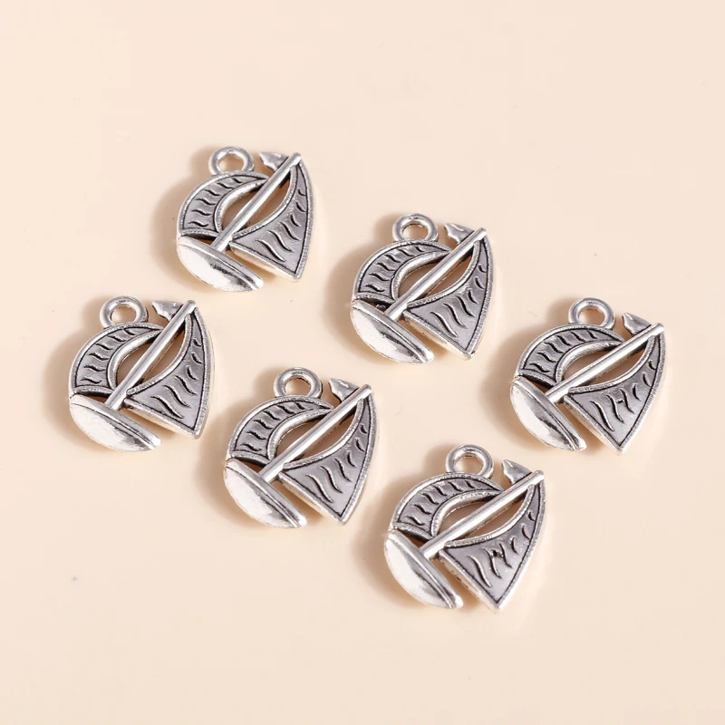 20 Stück 13x17mm Niedliche Segelboot-Anhänger aus Legierung für Schmuckherstellung, Ohrringe, Halsketten, Armband-Zubehör, DIY-Bastelzubehör – Detail 6