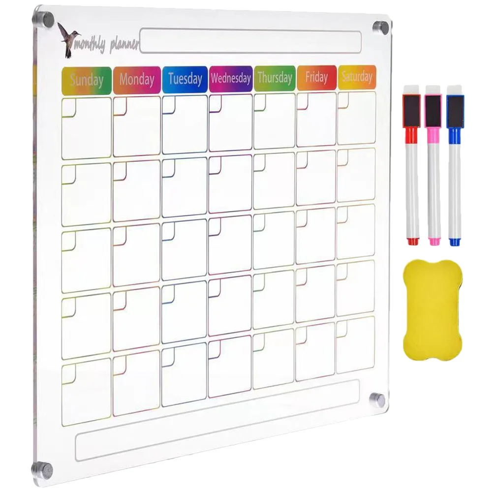 

1Set Magnetic Refrigerator Calendar Board Dry Erase Monthly Planner Portable Reusable Whiteboard Pens Magnetic Fridge Calendar