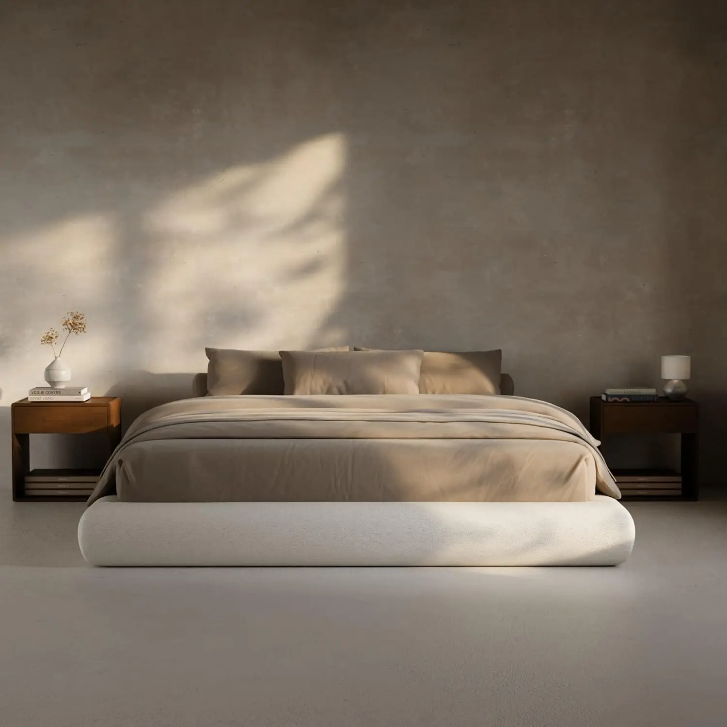 AirFrame Half-Moon Upholstered Platform Bed Frame, Velvet Curved Arched Base 5" Fully Round Cushioned Foam, No Box Spring Needed