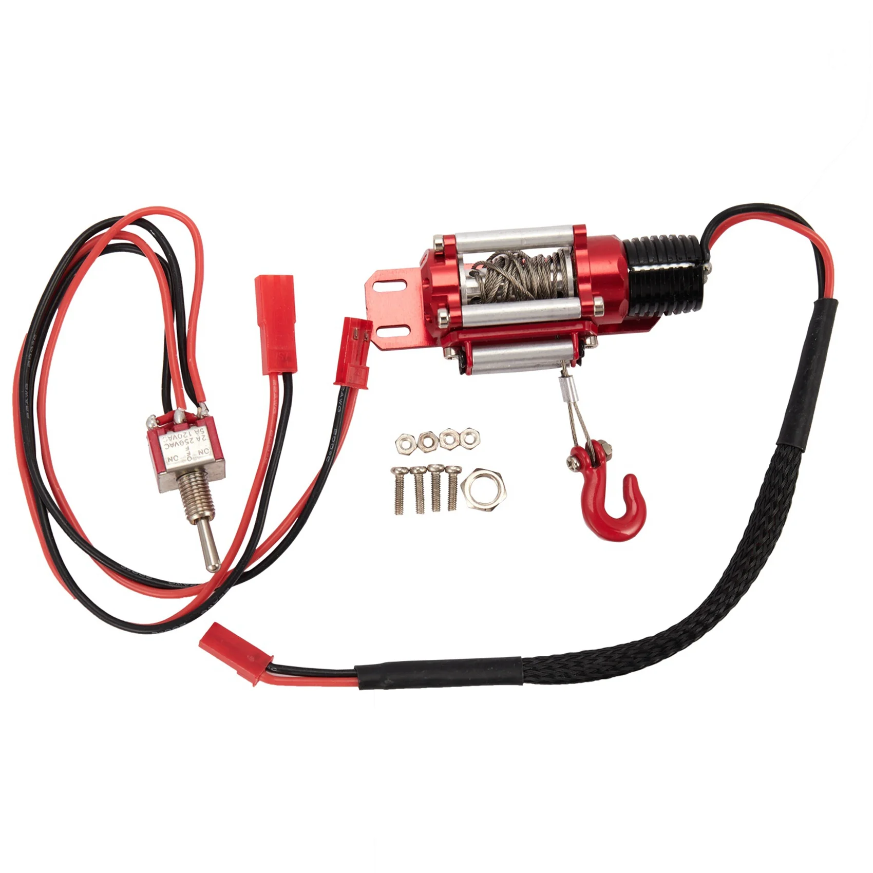 Cadena y gancho de remolque sobre orugas RC 1:10 para Axial SCX10 90046 con cabrestante simulado automático con cable para coche teledirigido 1/10 TRX4 D90