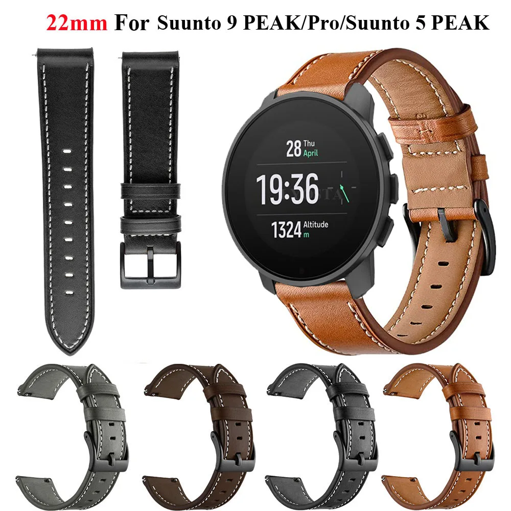 20mm/22mm Leather Watchband For Suunto 5 PEAK/9 PEAK Pro RACE S/Suunto 3 Fitness/Polar Vantage M/M2 Bracelet Replace Wristband