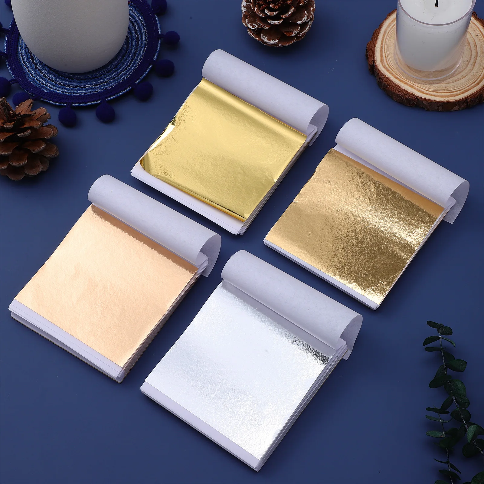 Decorazione per unghie in carta con foglie di lamina d'oro metallizzata UV da 400 pezzi per la lavorazione di involucri artigianali per la casa