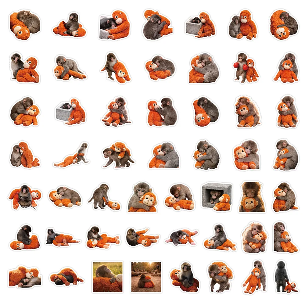54PCS Cute Monkey Stickers Punch Panchi Cute Animal Hugging DIY Decorative Phone Case Laptop iPad Waterproof Stickers Kids Toy - view 3