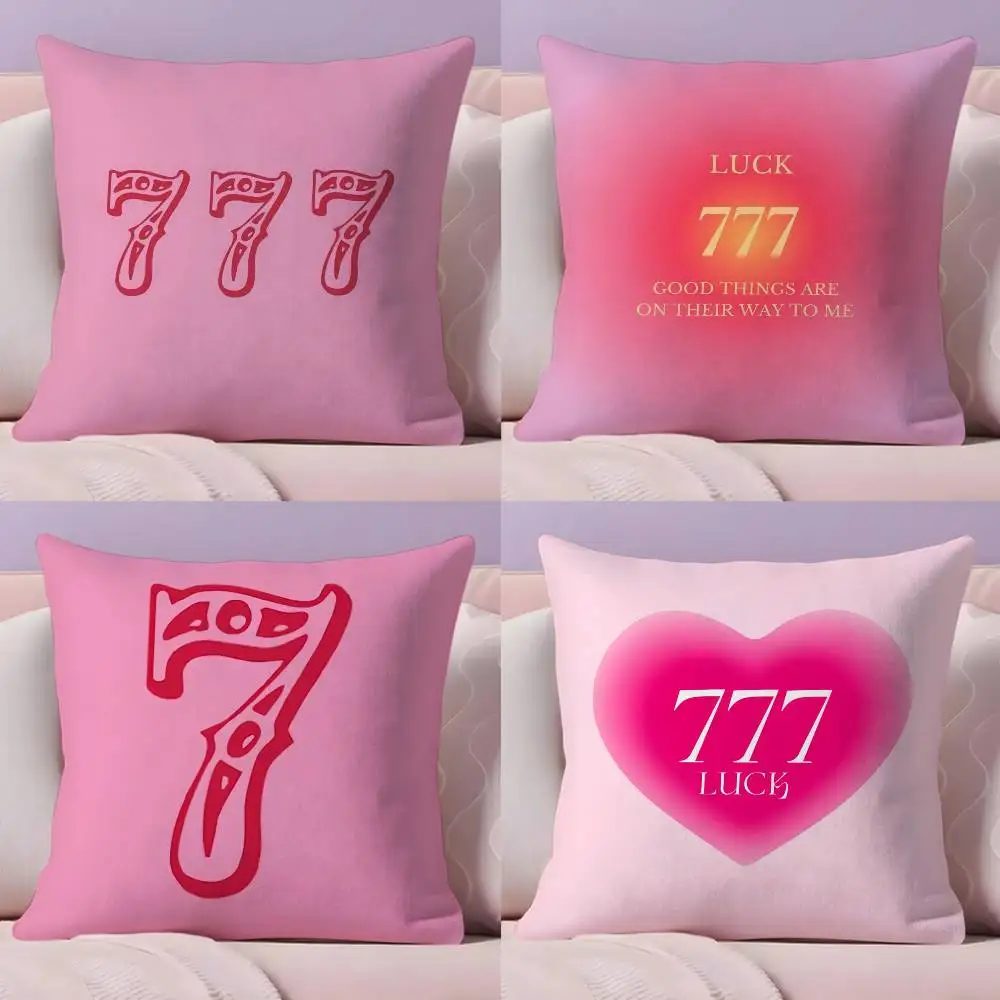 

Pink lucky number 7 Pillow Case Pillowcase Ultra Soft Skin Friendly Fabric Cloud Like Comfort & Concealed Zipper