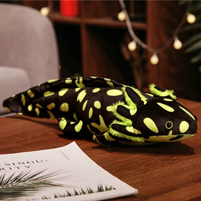 45cm Kawaii colorido Newt juguete de peluche relleno lindo Axolotl salamandra peluda pez de peluche apaciguador almohada larga cojín regalo para niños