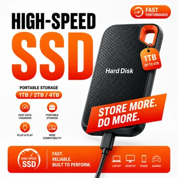 Unidad de estado sólido externa de 1 TB, 2 TB y 4 TB, con alta velocidad de transferencia, portátil, con conexión tipo C, para portátiles, Mac, PC, teléfonos, uso en la oficina, viajes y copias de seguridad. 1